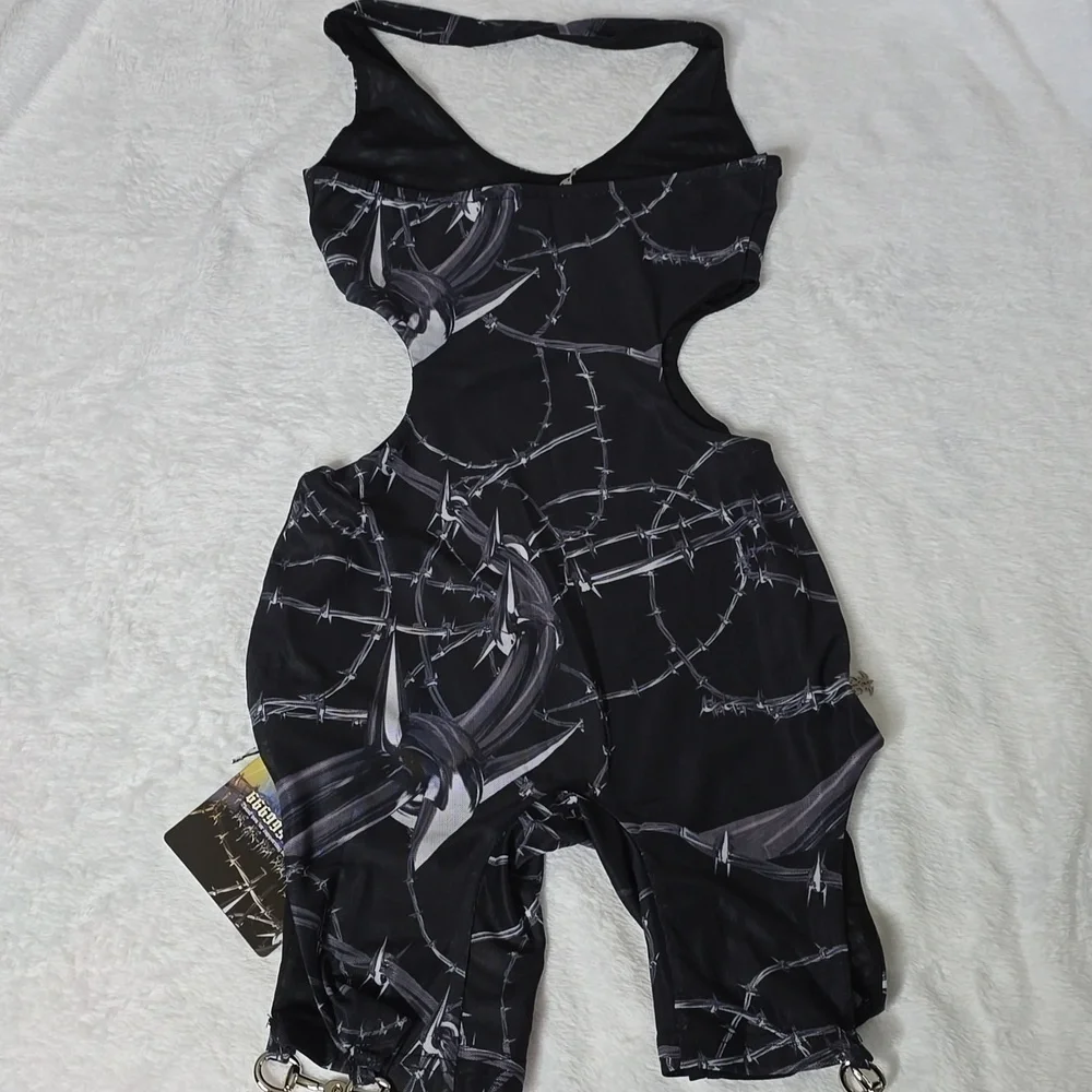 Hardcore dance cross and thorus printed mesh jumpsuit size small  NWT. - Picture 12 of 13